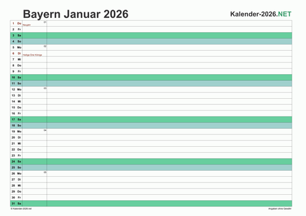 Bayern Monatskalender 2026 Vorschau