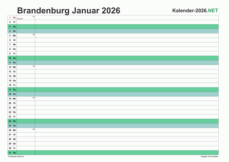 Brandenburg Monatskalender 2026 Vorschau