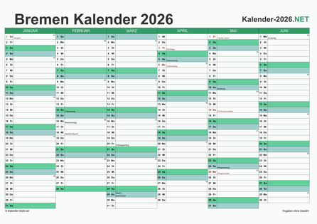 Halbjahreskalender 2026 Vorschau