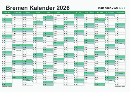 Kalender 2026 Vorschau