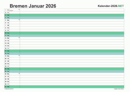 Monatskalender 2026 Vorschau