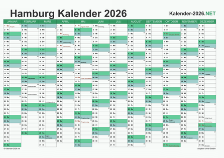 Hamburg Kalender 2026 Vorschau