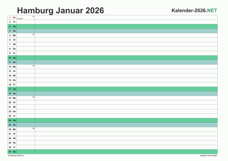 Hamburg Monatskalender 2026 Vorschau
