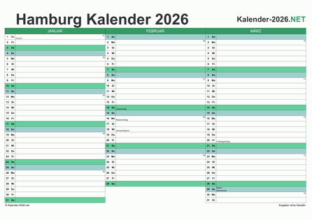 Hamburg Quartalskalender 2026 Vorschau