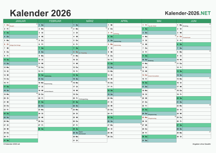 Halbjahreskalender 2026 Vorschau