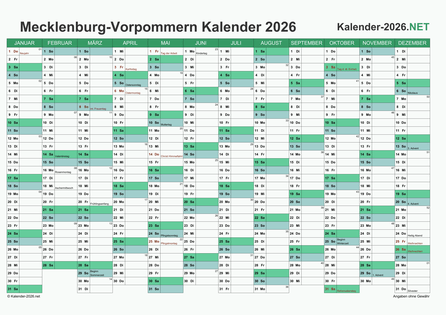 Meck-Pomm Kalender 2026 Vorschau