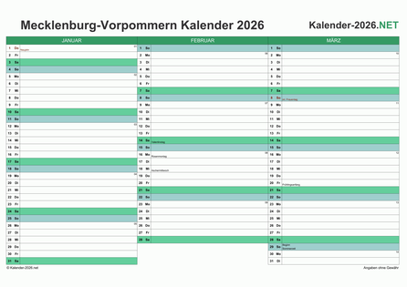 Meck-Pomm Quartalskalender 2026 Vorschau
