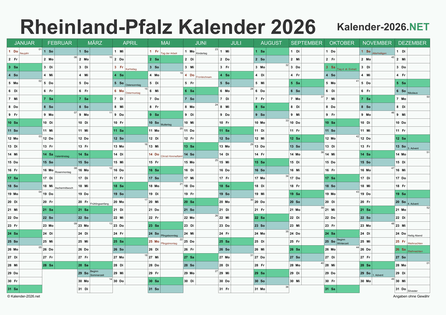 Rheinland-Pfalz Kalender 2026 Vorschau
